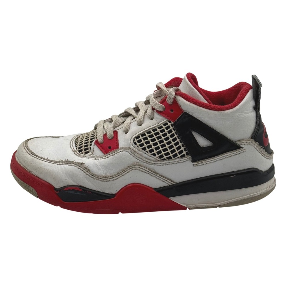Kids Jordan 4‎ Retro White Red Black Basketball Shoes BQ7669 160 Size 3Y - Picture 5 of 8
